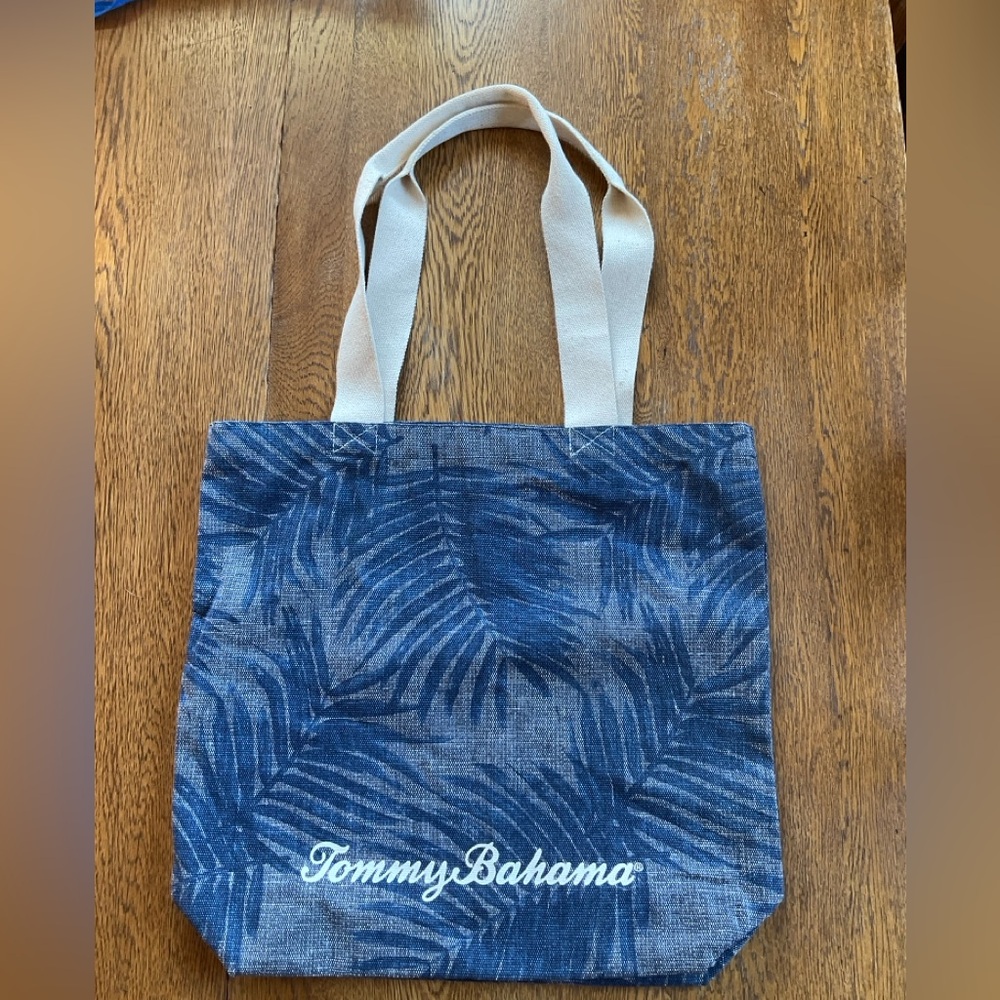 Tommy Bahama Palm Leaves Print Canvas Tote Bag